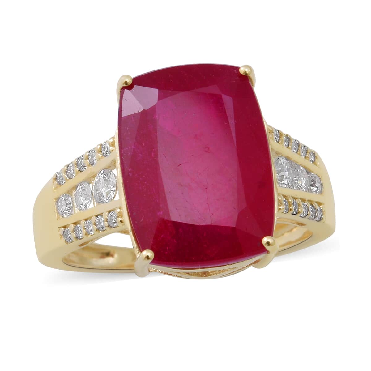 Luxoro 10K Yellow Gold AAA African Ruby (FF) and Moissanite Ring (Size 10.0) 10.00 ctw image number 0