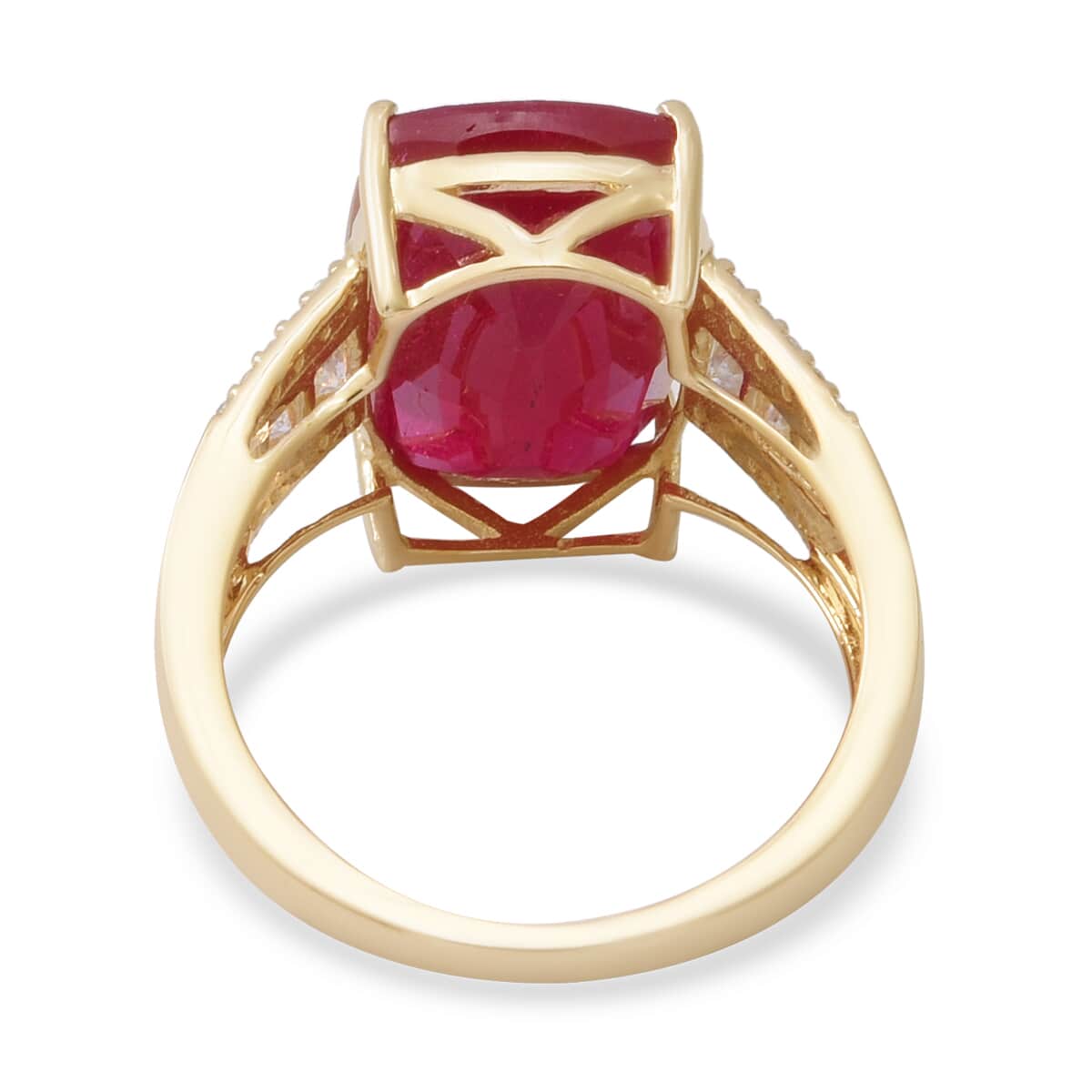 Luxoro 10K Yellow Gold AAA African Ruby (FF) and Moissanite Ring (Size 10.0) 10.00 ctw image number 3