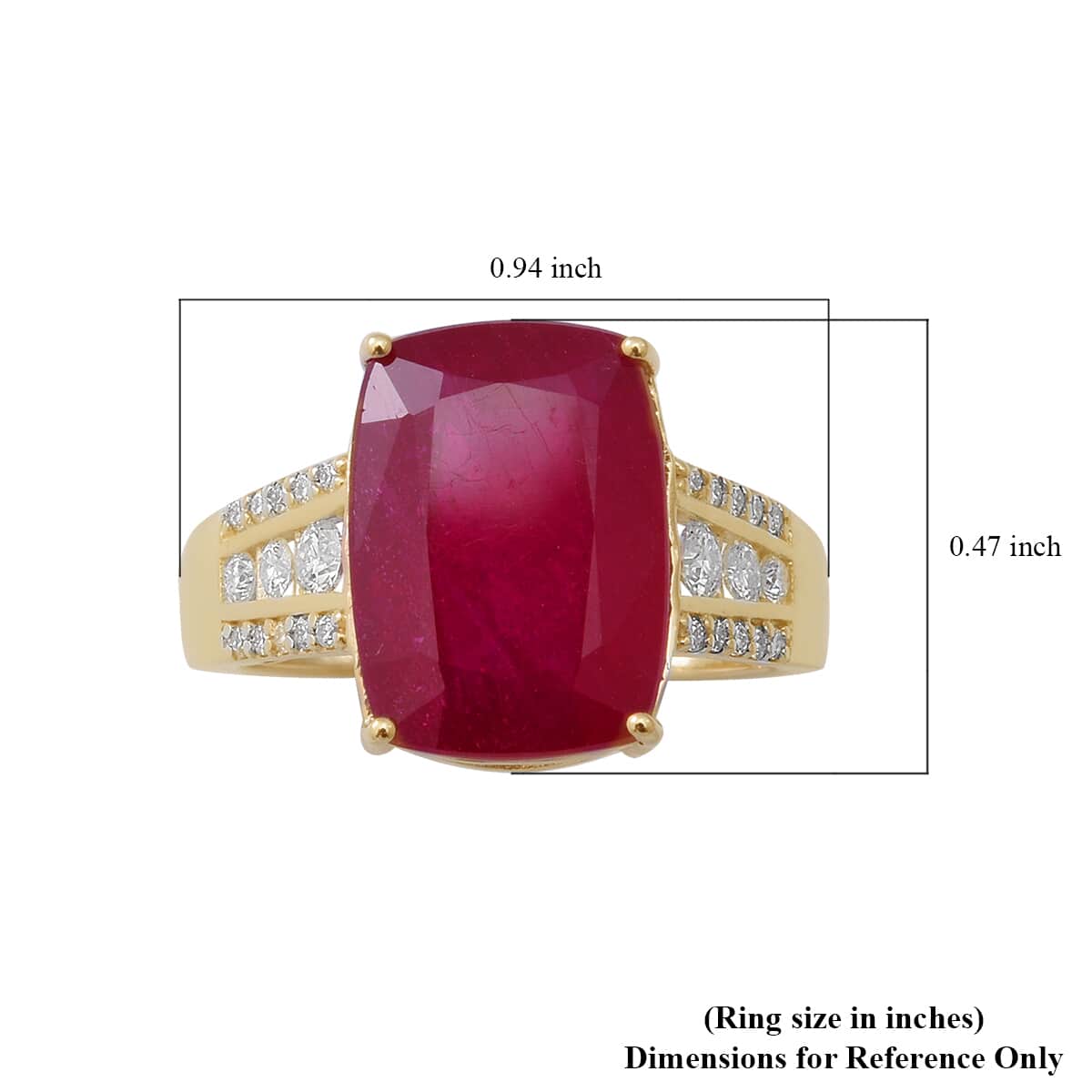 Luxoro 10K Yellow Gold AAA African Ruby (FF) and Moissanite Ring (Size 10.0) 10.00 ctw image number 4