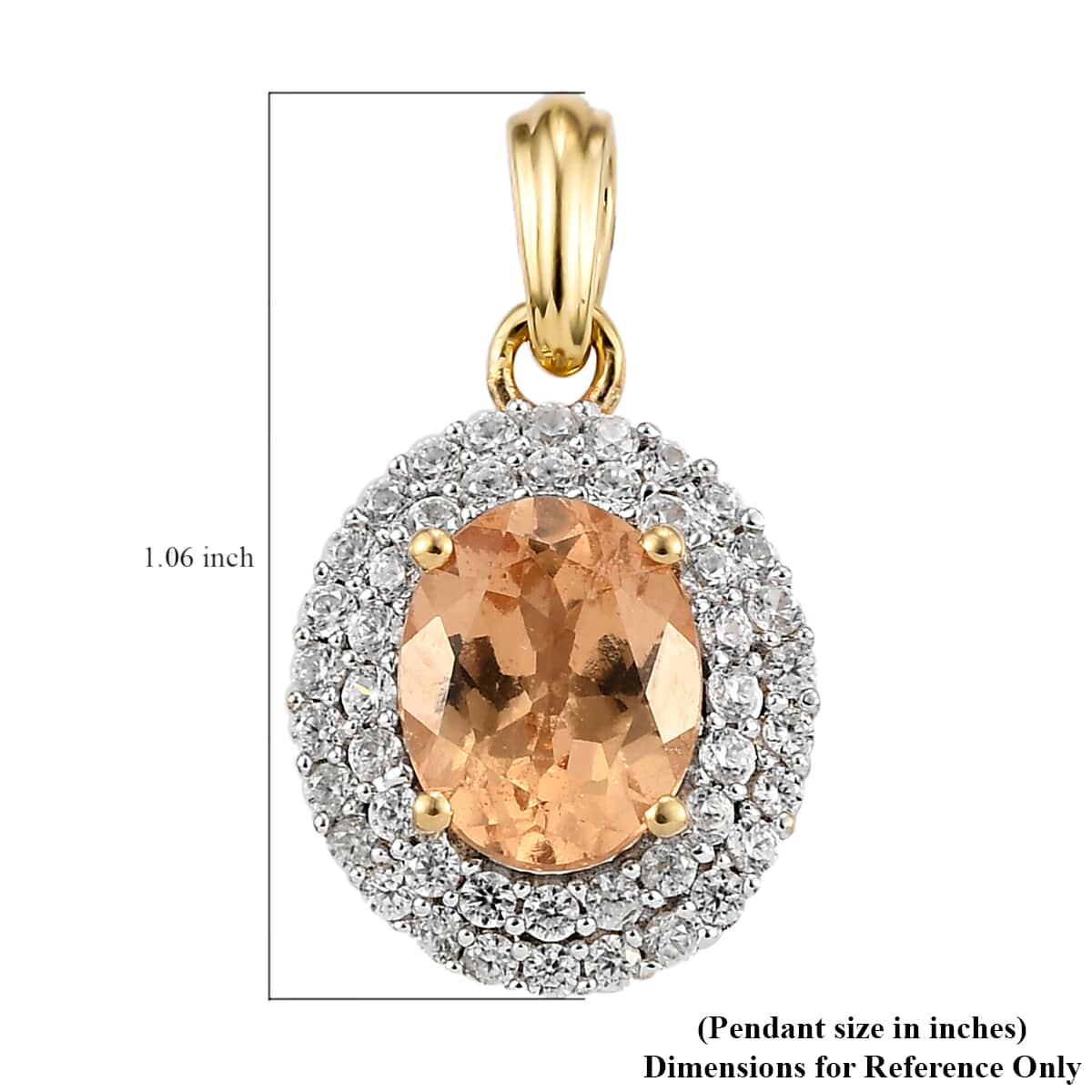 Ceylon Imperial Garnet and Natural White Zircon Double Halo Pendant in Vermeil Yellow Gold Over Sterling Silver 3.85 ctw image number 4