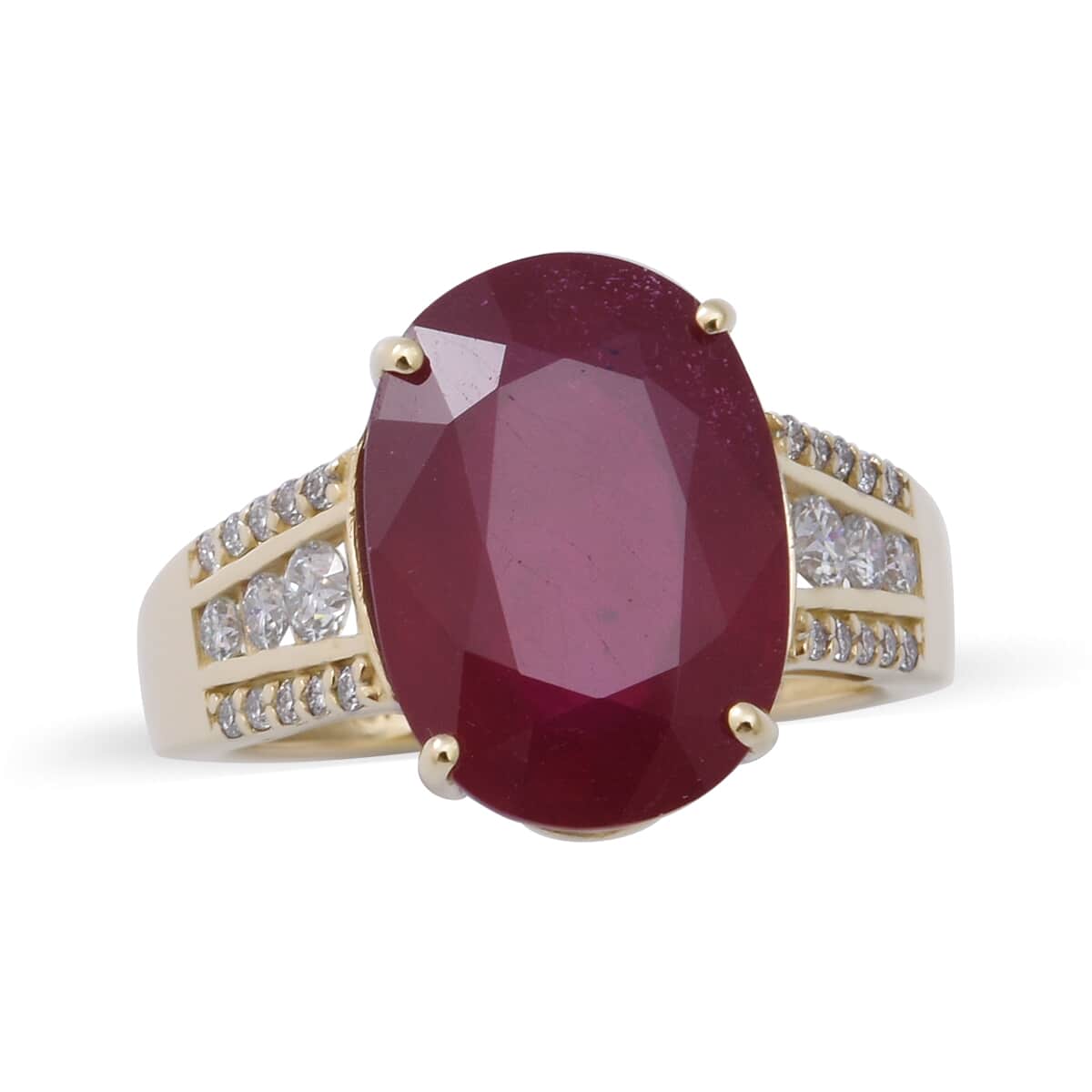 LUXORO 10K Yellow Gold AAA Natural African Ruby and Moissanite VS-EF Ring (Size 10.0) 2.85 Grams 10.00 ctw image number 0