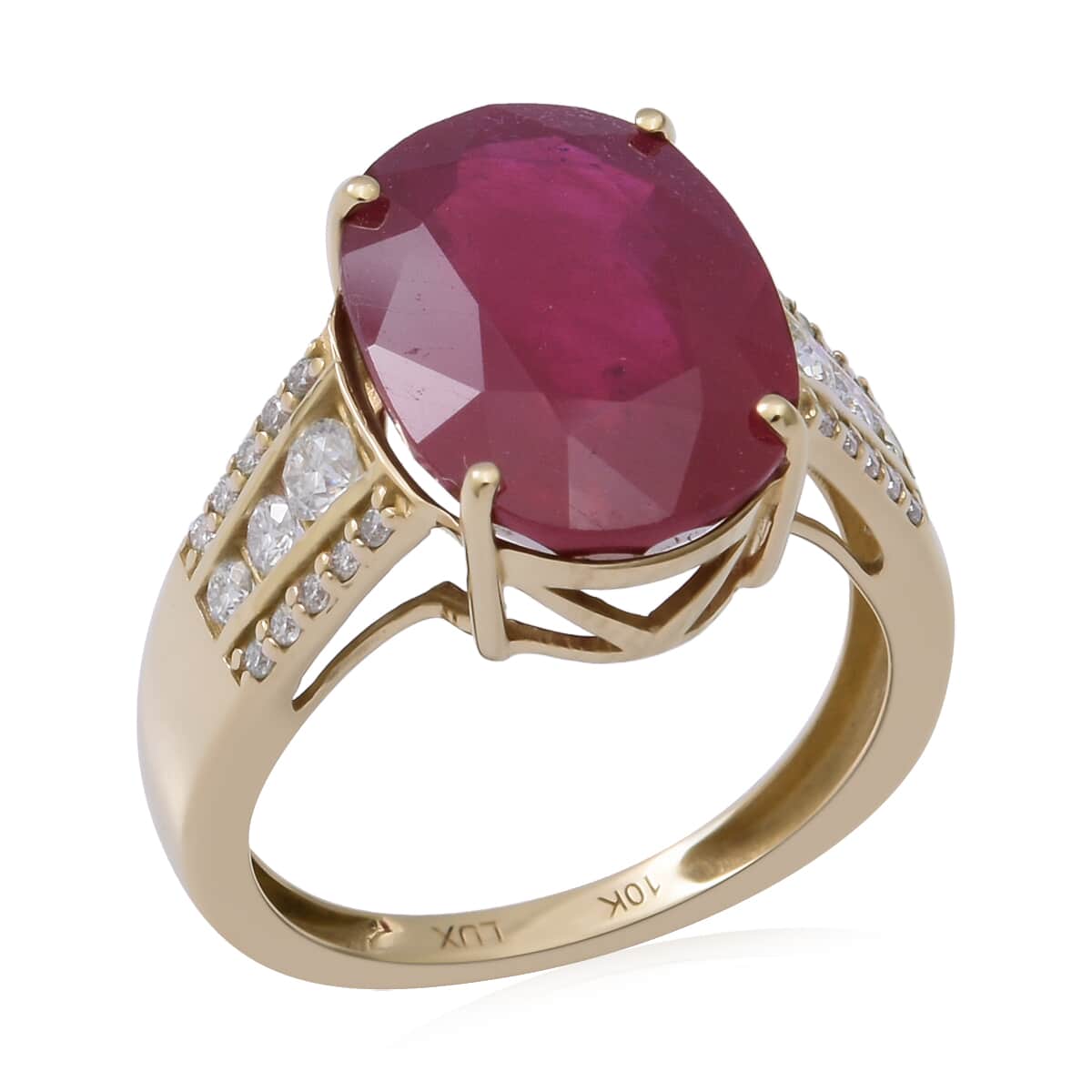 LUXORO 10K Yellow Gold AAA Natural African Ruby and Moissanite VS-EF Ring (Size 10.0) 2.85 Grams 10.00 ctw image number 2