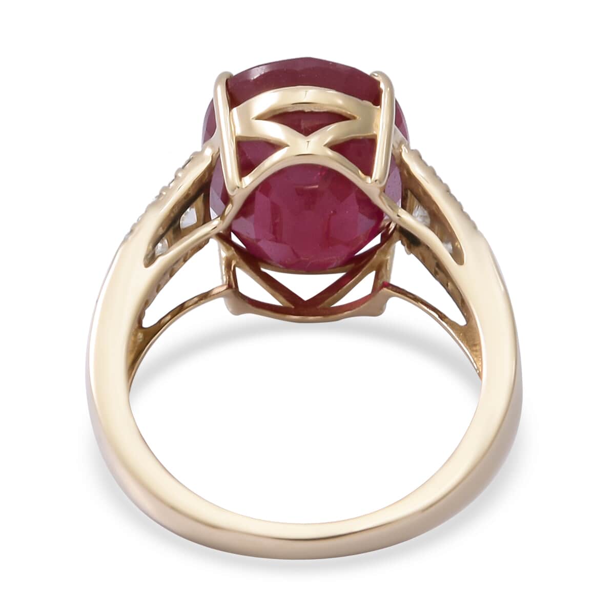 LUXORO 10K Yellow Gold AAA African Ruby and Moissanite Ring (Size 10.0) 2.80 Grams 8.80 ctw image number 3
