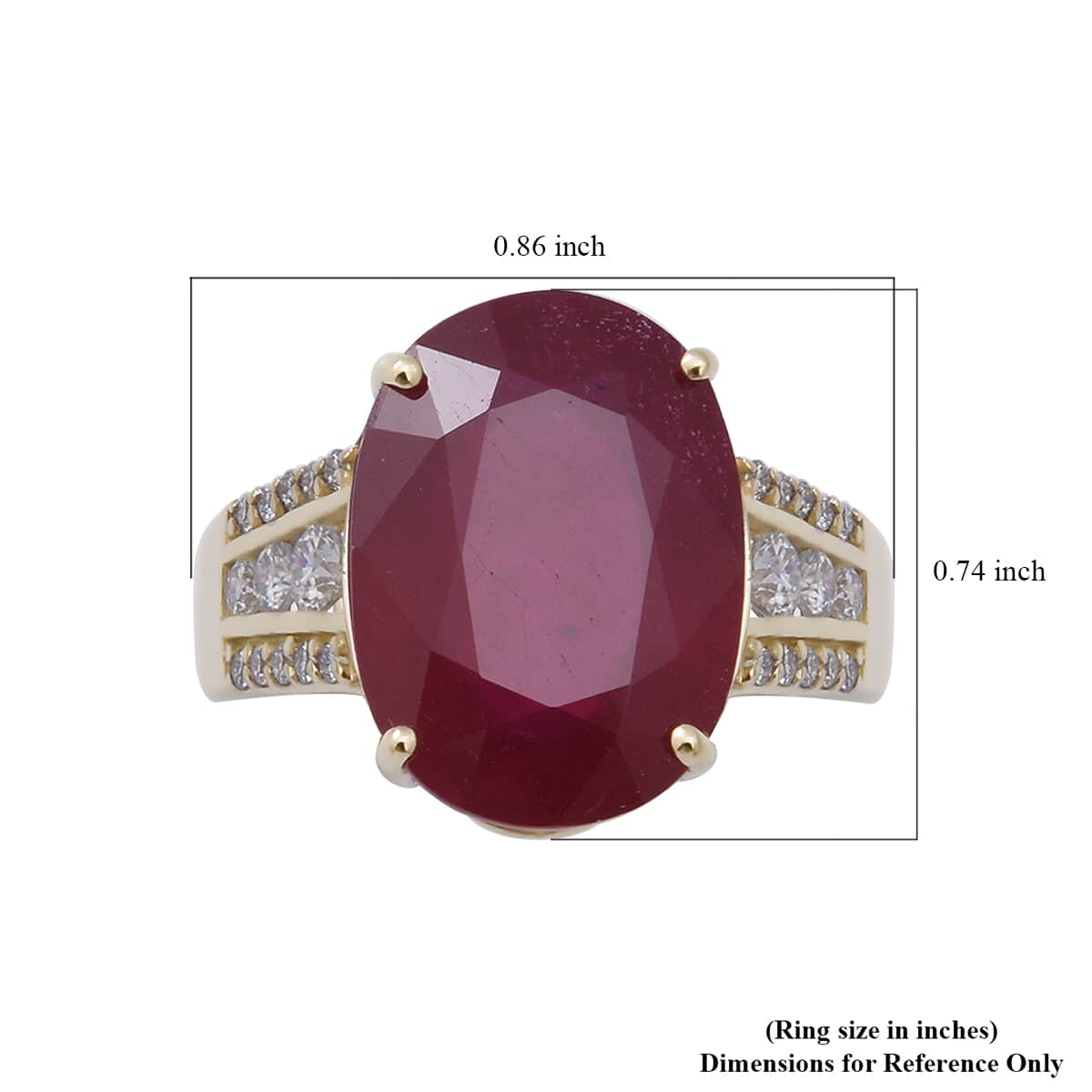 LUXORO 10K Yellow Gold AAA African Ruby and Moissanite Ring (Size 10.0) 2.80 Grams 8.80 ctw image number 4