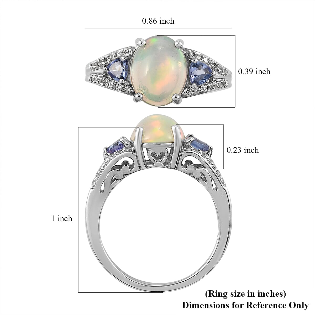 Premium Ethiopian Welo Opal and Multi Gemstone Ring in Platinum Over Sterling Silver (Size 10.0) 2.15 ctw