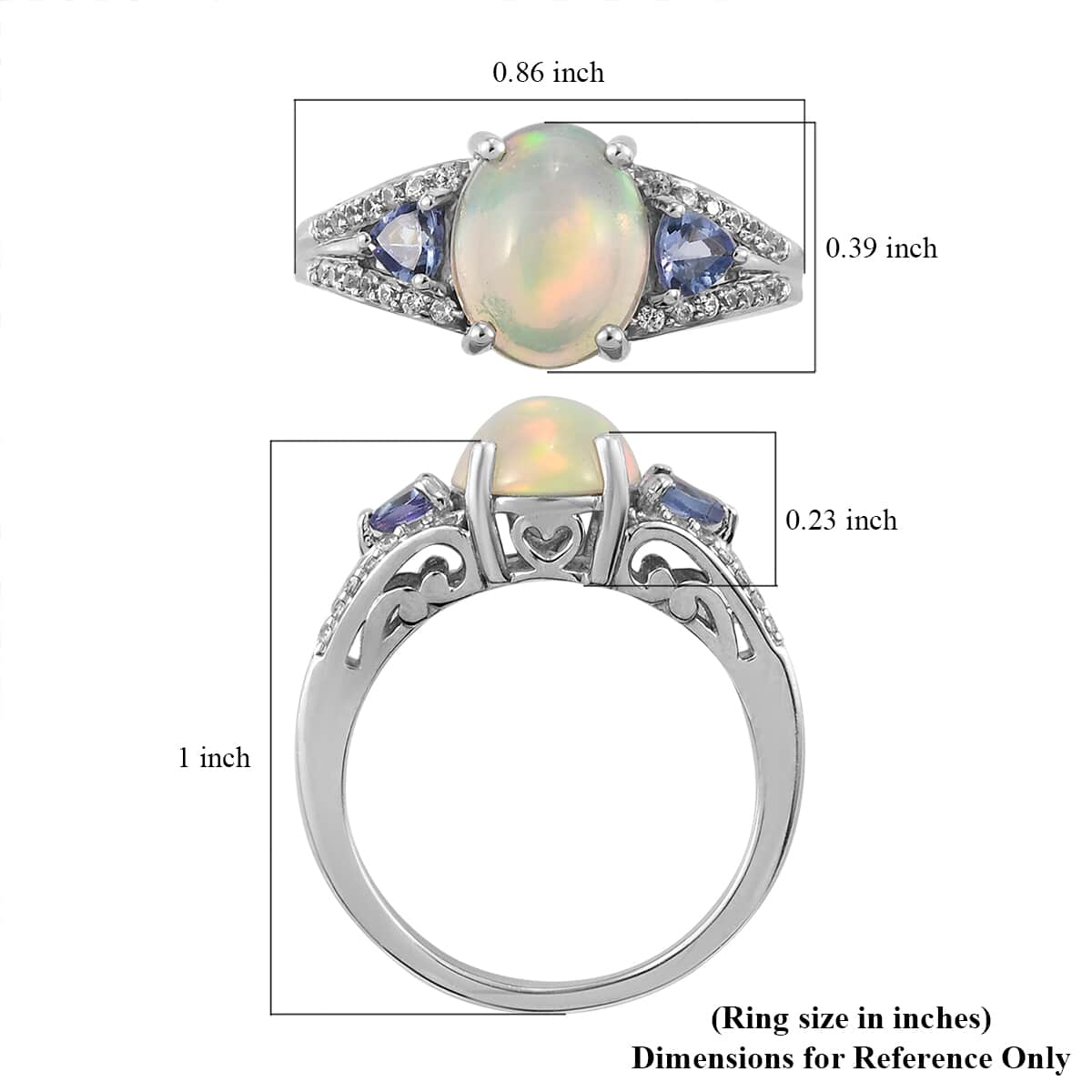 Ethiopian Welo Opal and Multi Gemstone Ring in Platinum Over Sterling Silver 2.15 ctw image number 6