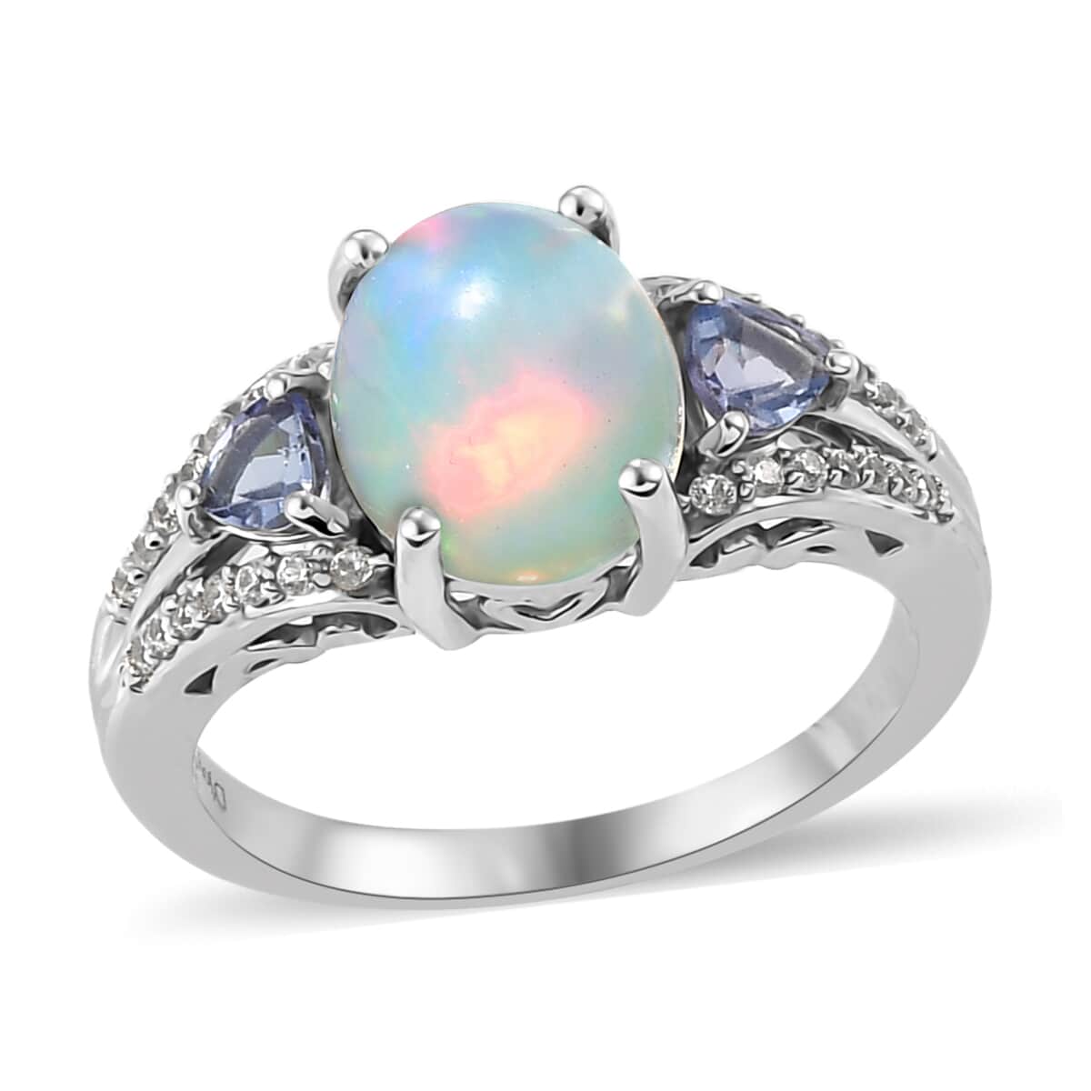 Ethiopian Welo Opal and Multi Gemstone Ring in Platinum Over Sterling Silver 2.15 ctw image number 0