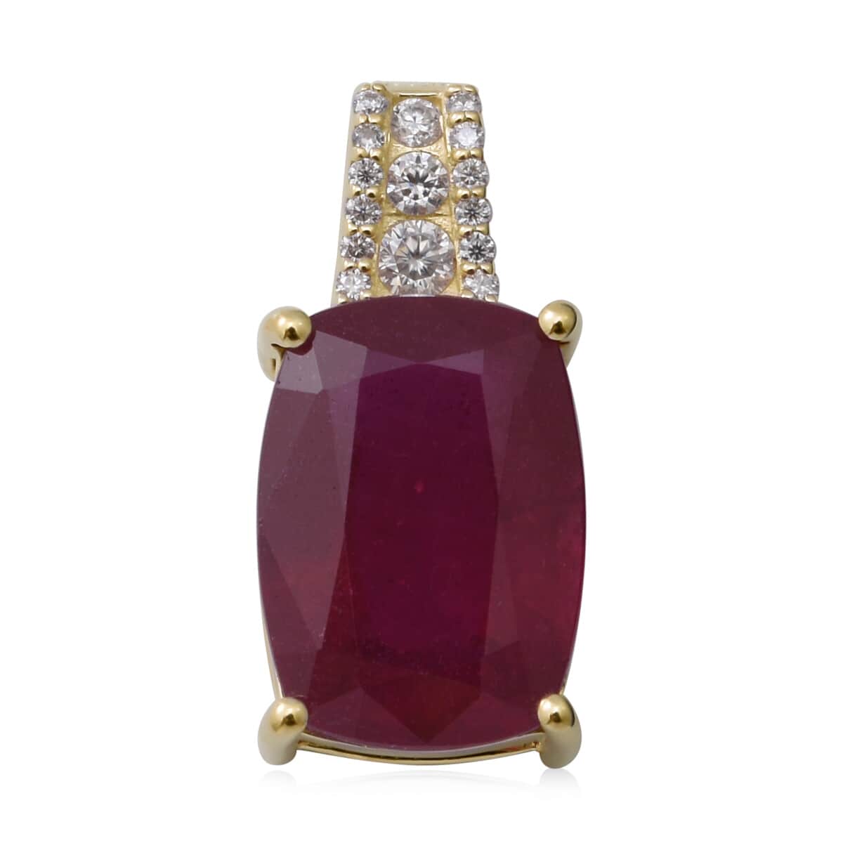 LUXORO 10K Yellow Gold AAA African Ruby and VS-EF Moissanite Pendant 8.25 ctw image number 0