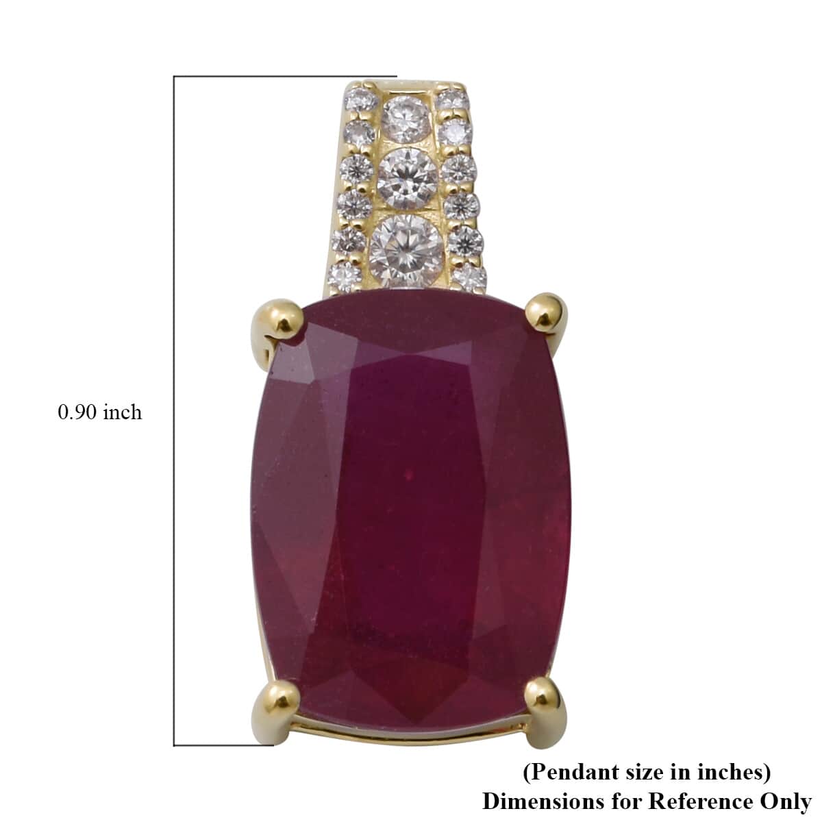 LUXORO 10K Yellow Gold AAA African Ruby and Moissanite Pendant 9.65 ctw image number 2