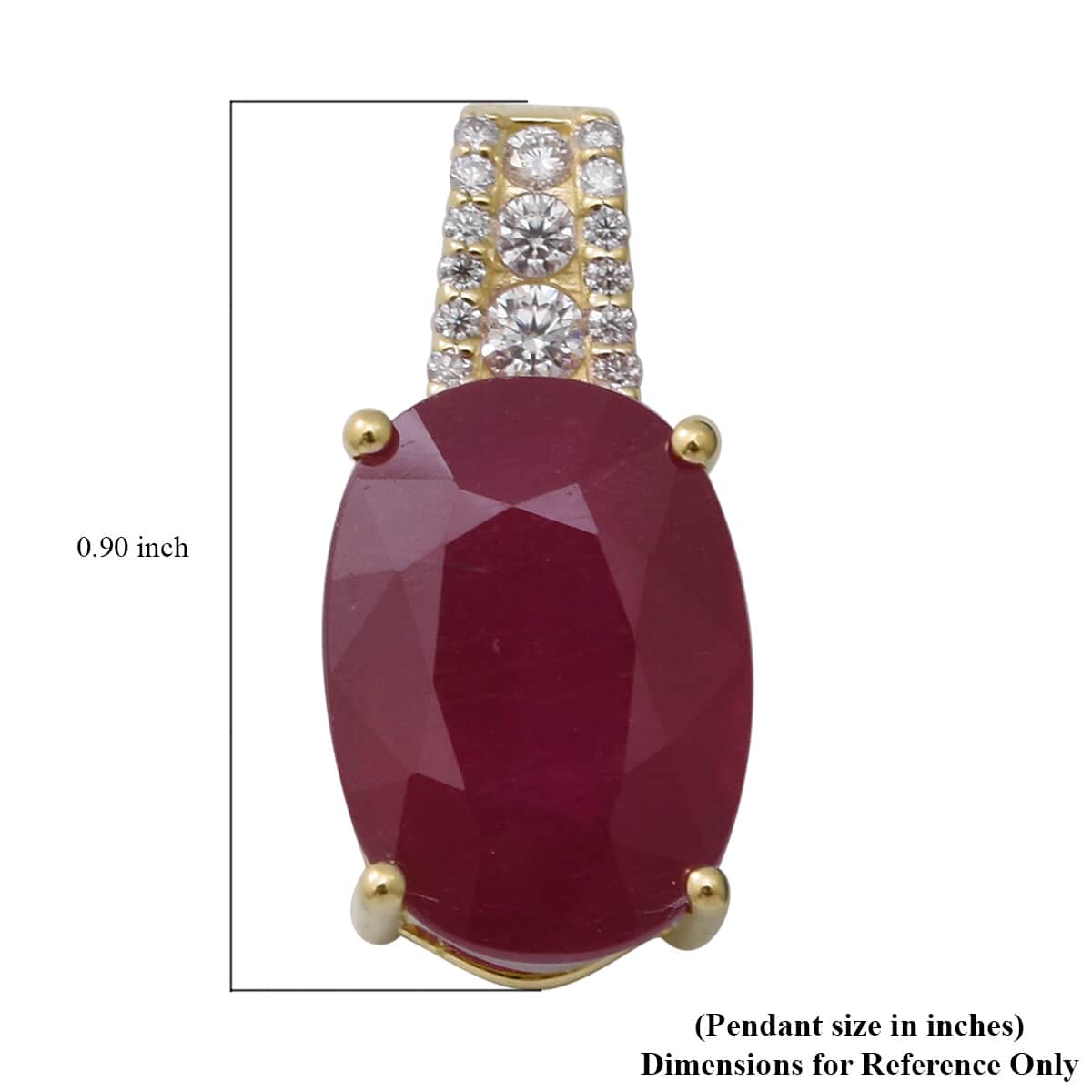 Luxoro 10K Yellow Gold AAA African Ruby (FF) and Moissanite Pendant 8.25 ctw image number 2
