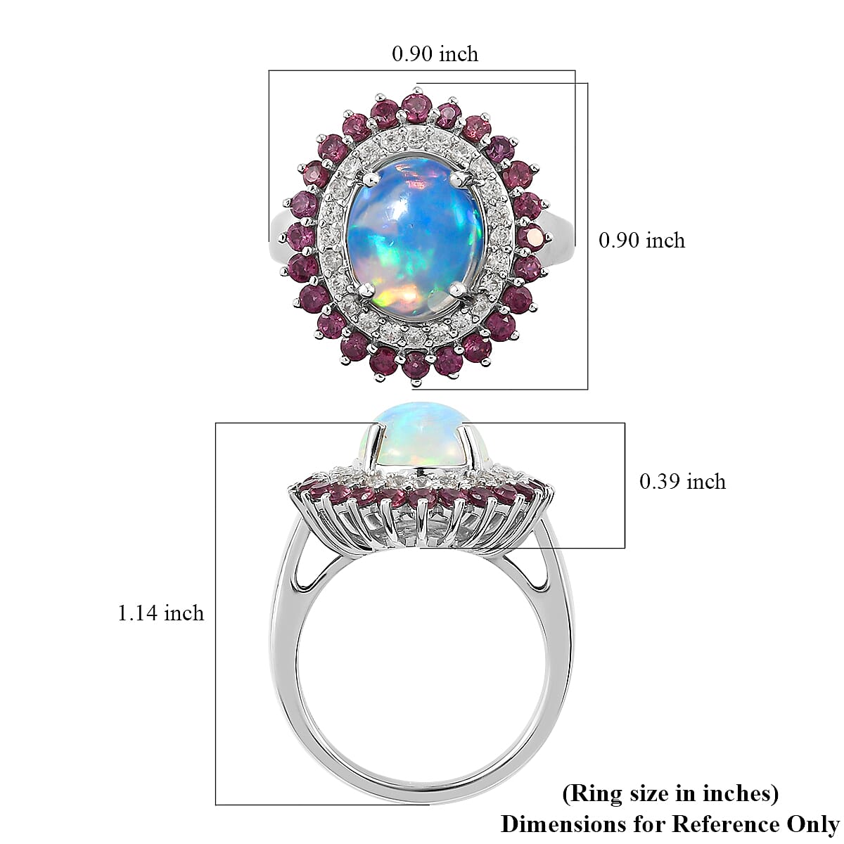 Premium Ethiopian Welo Opal and Multi Gemstone Cocktail Ring in Platinum Over Sterling Silver (Size 10.0) 3.85 ctw