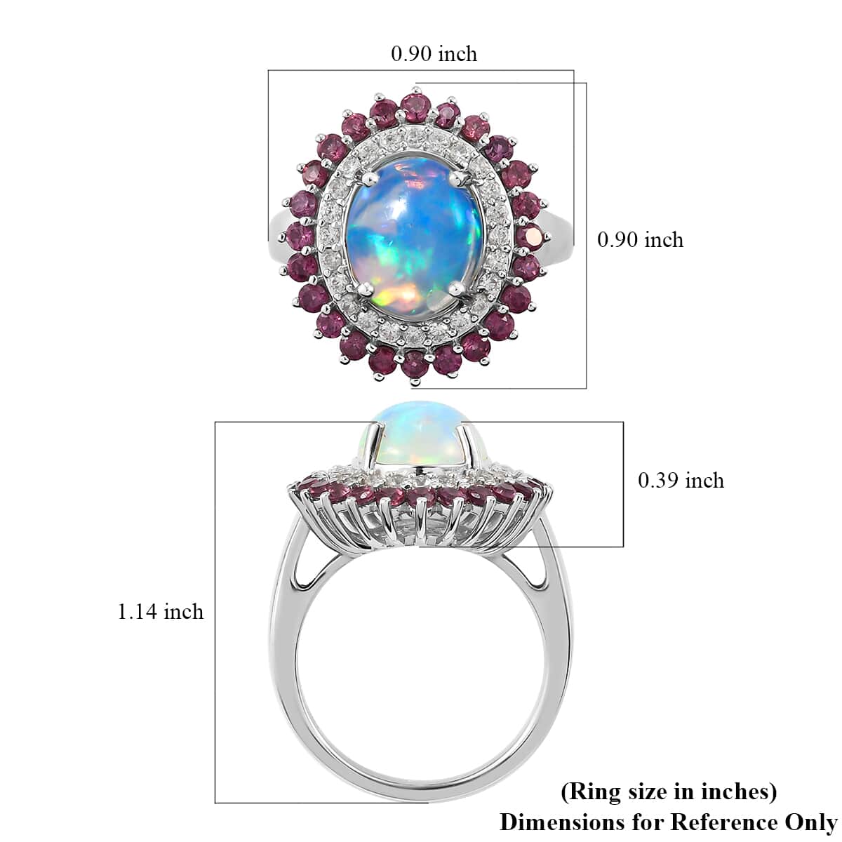 Premium Ethiopian Welo Opal and Multi Gemstone Cocktail Ring in Platinum Over Sterling Silver (Size 7.0) 3.85 ctw image number 5