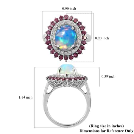 Premium Ethiopian Welo Opal and Multi Gemstone Cocktail Ring in Platinum Over Sterling Silver (Size 9.0) 3.85 ctw image number 5