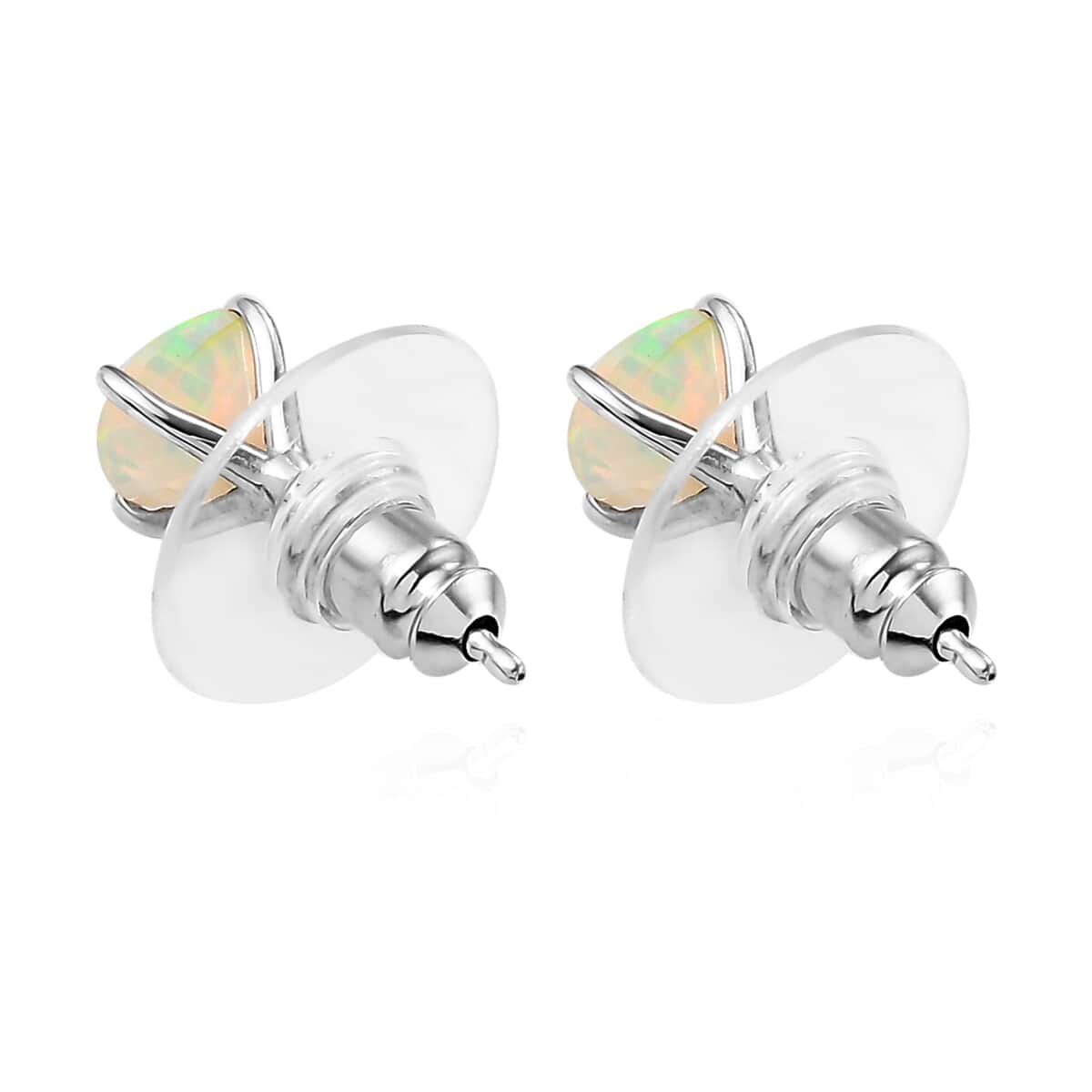 Premium Ethiopian Welo Opal Solitaire Stud Earrings in Platinum Over Sterling Silver 1.10 ctw image number 4