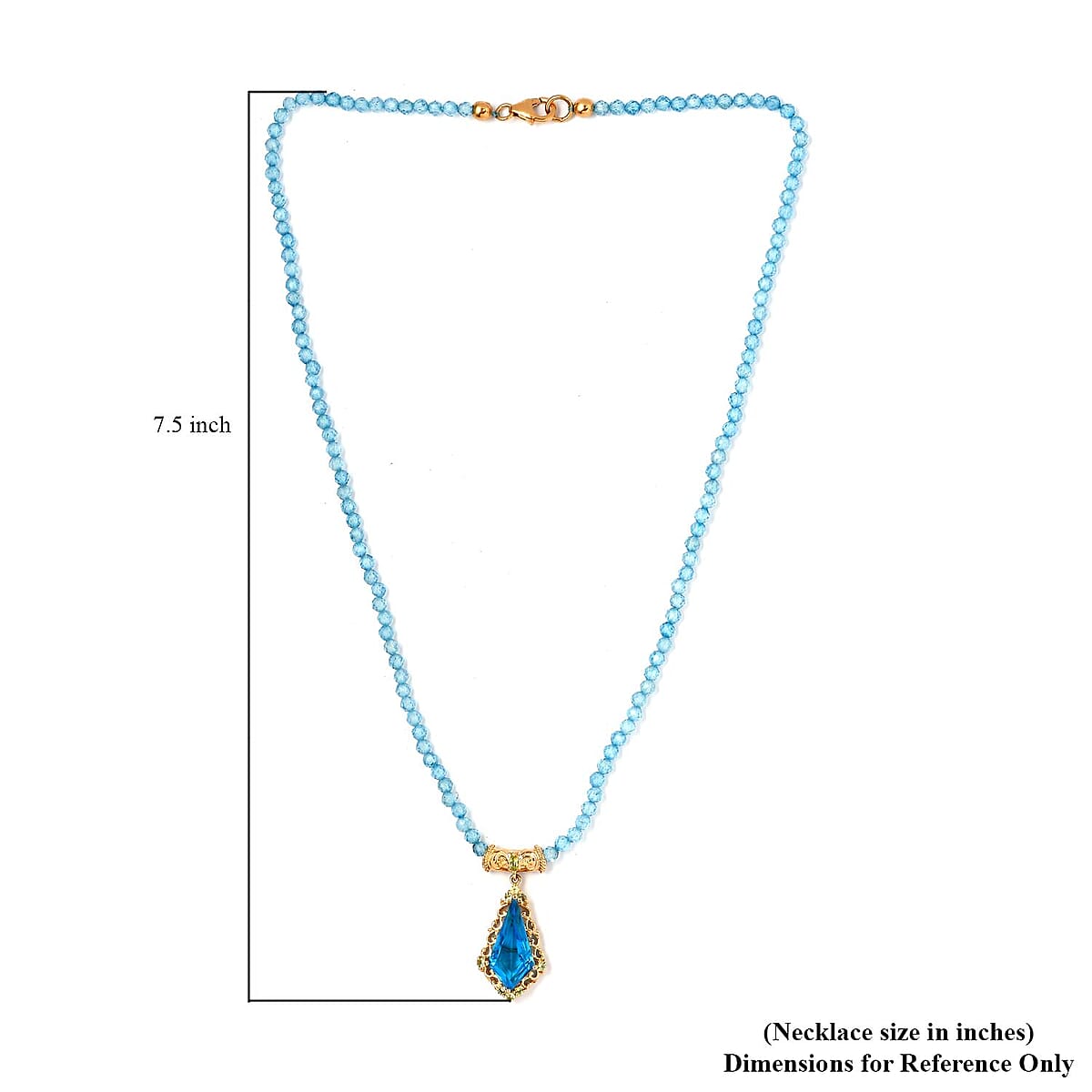 Caribbean Quartz (Triplet) and Peridot Fancy Pendant with Sky Blue Topaz Beaded Necklace 18 Inches in Vermeil Yellow Gold Over Sterling Silver 36.00 ctw image number 5