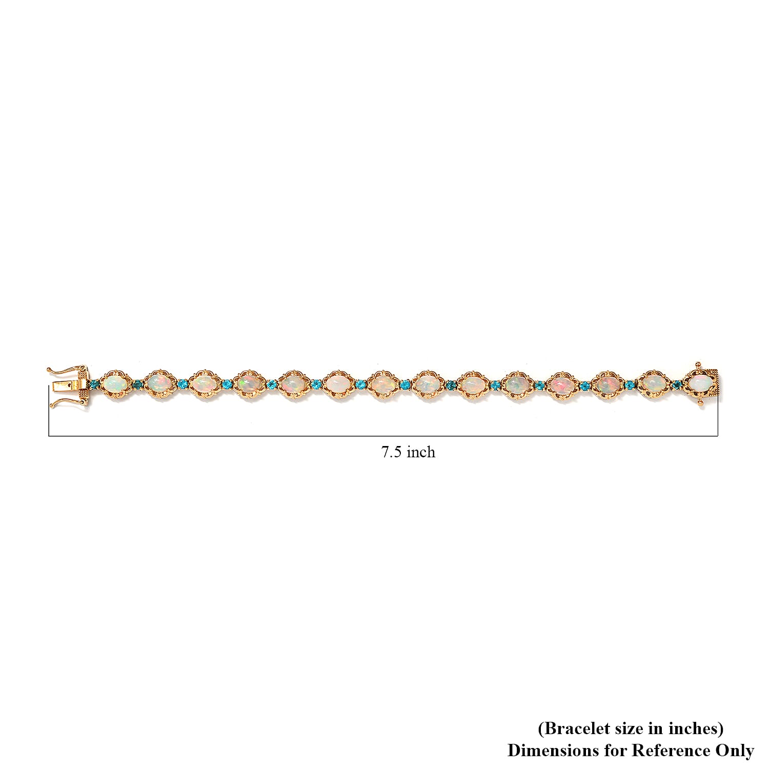 Premium Ethiopian Welo Opal and Malgache Neon Apatite Bracelet in Vermeil Yellow Gold Over Sterling Silver (7.25 In) 8.35 ctw