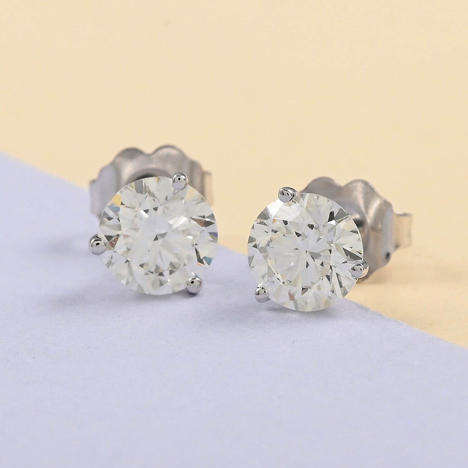 NY Closeout 14K White Gold G-H VS-SI Luxuriant Lab Grown Diamond Solitaire Stud Earrings 1.50 ctw
