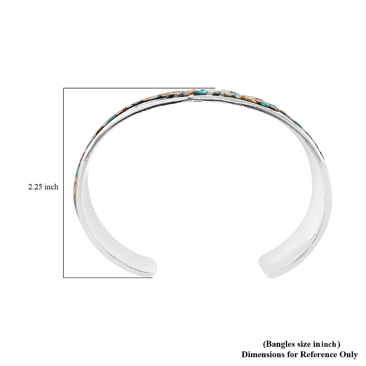 Santa Fe Style Spiny Turquoise and Lab Created Opal Cuff Bracelet in Sterling Silver (7.00 In) 48 Grams 9.50 ctw image number 2