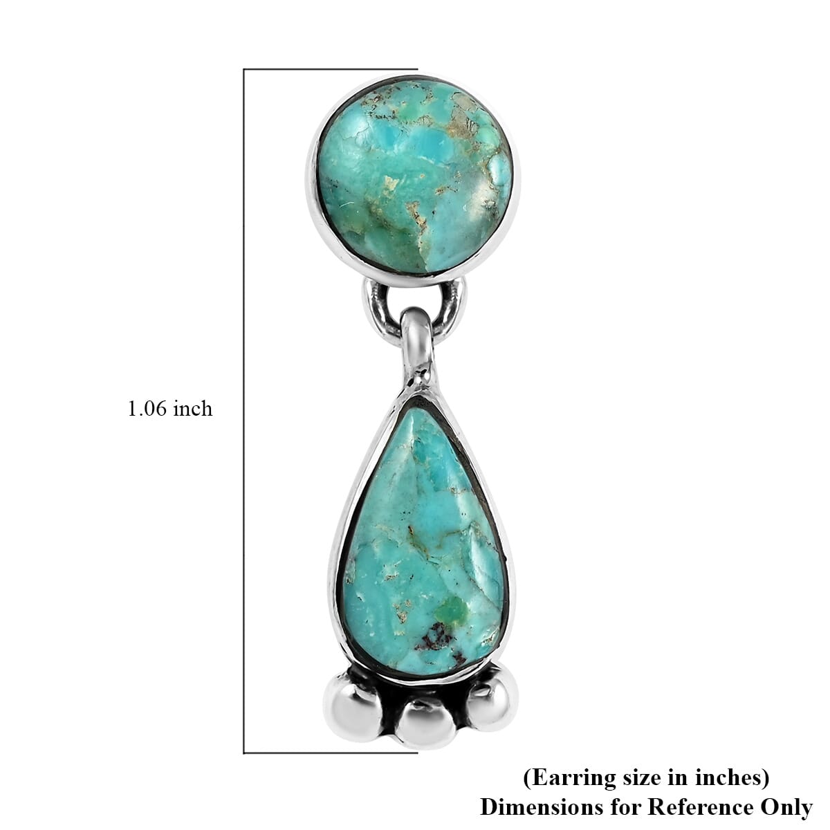 Santa Fe Style Kingman Turquoise 5.75 ctw Dangle Earrings in Sterling Silver image number 5