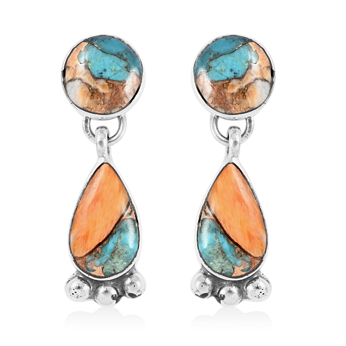 SANTA FE Style Kingman Turquoise Dangle Earrings in Sterling Silver 6.50 ctw image number 0