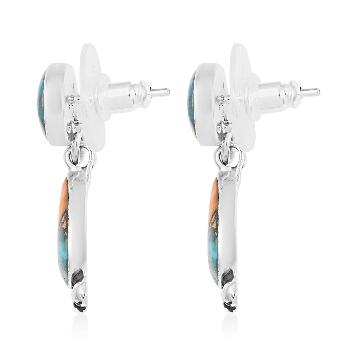 SANTA FE Style Kingman Turquoise Dangle Earrings in Sterling Silver 6.50 ctw image number 3