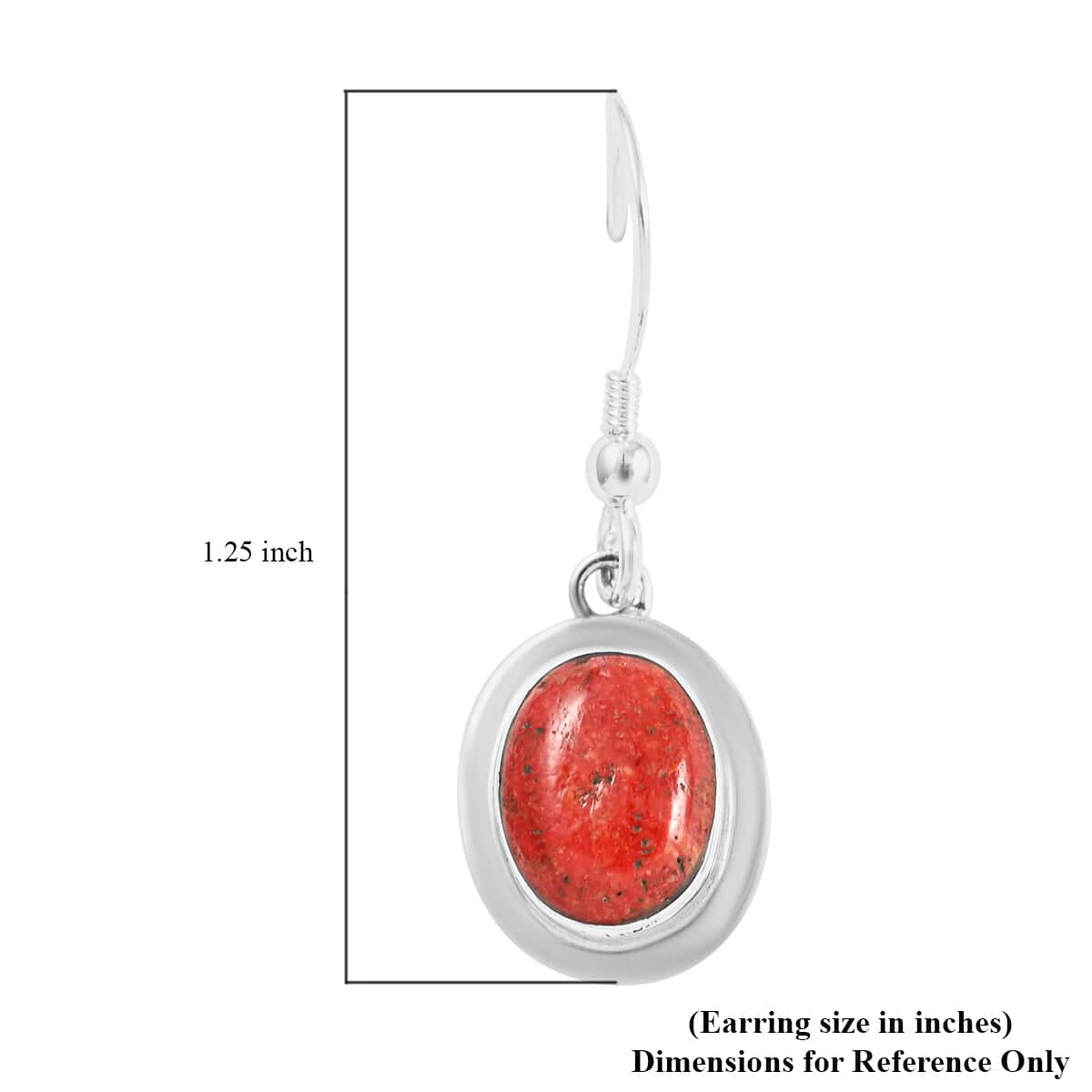 SANTA FE Style Coral Oval Dangle Earrings in Sterling Silver image number 4