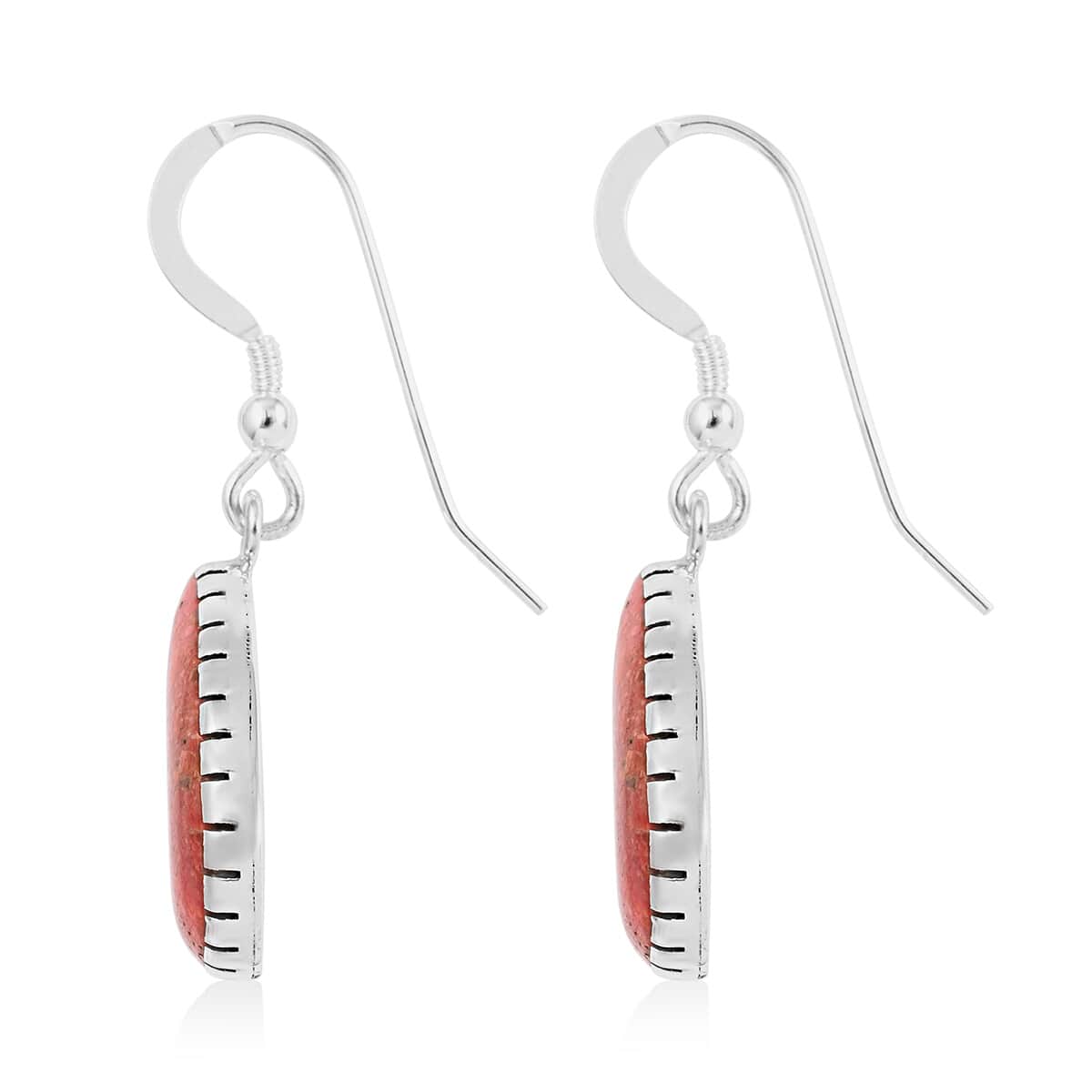 SANTA FE Style Coral Dangle Earrings in Sterling Silver image number 3