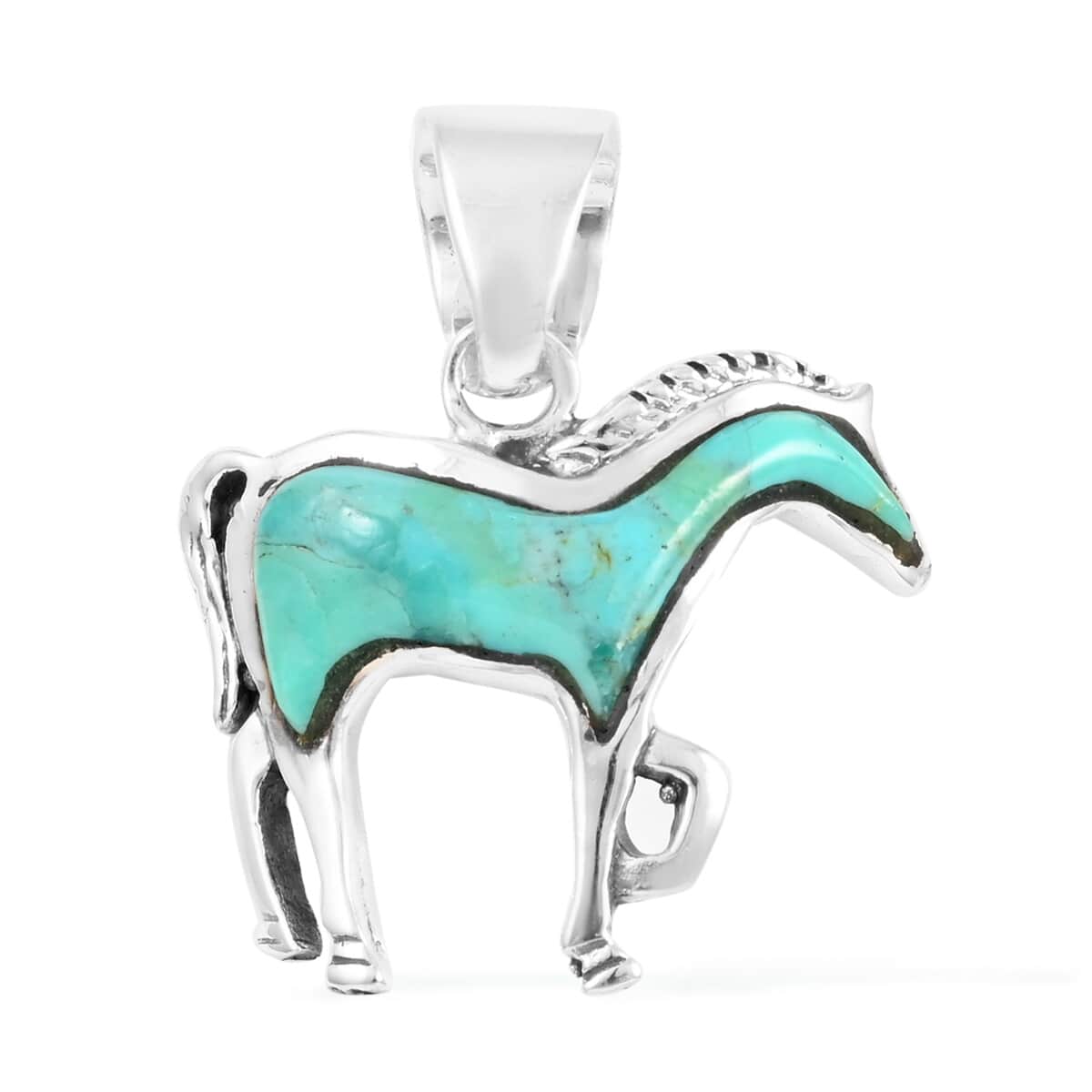 SANTA FE Style Kingman Turquoise Pendant in Sterling Silver 1.35 ctw image number 0