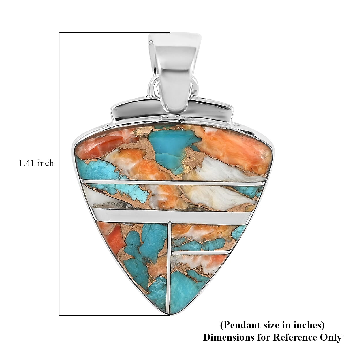 SANTA FE Style Spiny Turquoise Arrowhead Style Pendant in Sterling Silver 5.25 ctw image number 3