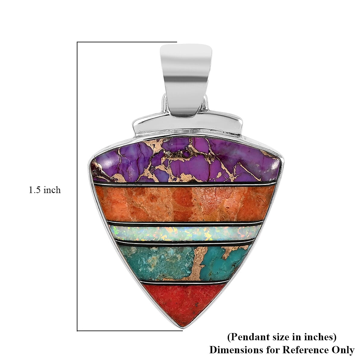 Santa Fe Style Multi Gemstone Arrowhead Style Pendant in Sterling Silver 4.50 ctw image number 4