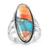 SANTA FE Style Spiny Turquoise Elongated Split Shank Ring in Sterling Silver (Size 8.0) 2.75 ctw image number 0