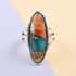 SANTA FE Style Spiny Turquoise Elongated Split Shank Ring in Sterling Silver (Size 8.0) 2.75 ctw image number 1