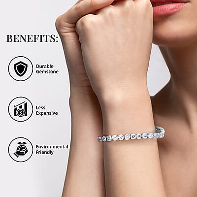 100 Facet Moissanite Tennis Bracelet For Women in Platinum Over Sterling Silver,Birthday Gifts For Her 7.25 Inches 15.50 ctw (7.25 In)