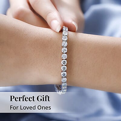 100 Facet Moissanite Tennis Bracelet For Women in Platinum Over Sterling Silver,Birthday Gifts For Her 7.25 Inches 15.50 ctw (7.25 In)