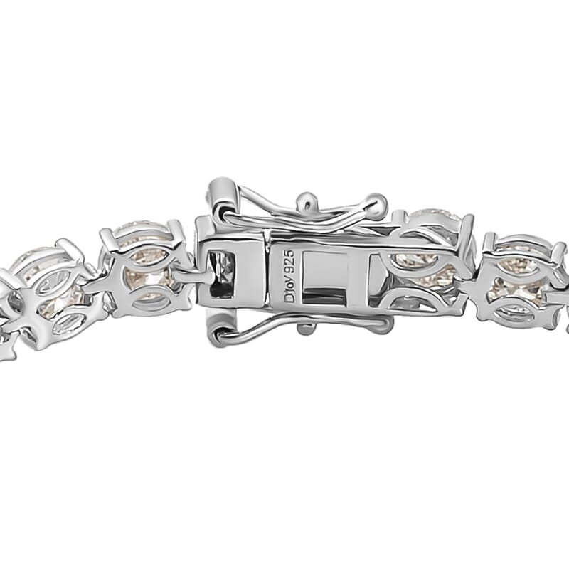 100 Facet Moissanite Tennis Bracelet For Women in Platinum Over Sterling Silver,Birthday Gifts For Her 7.25 Inches 15.50 ctw (7.25 In)