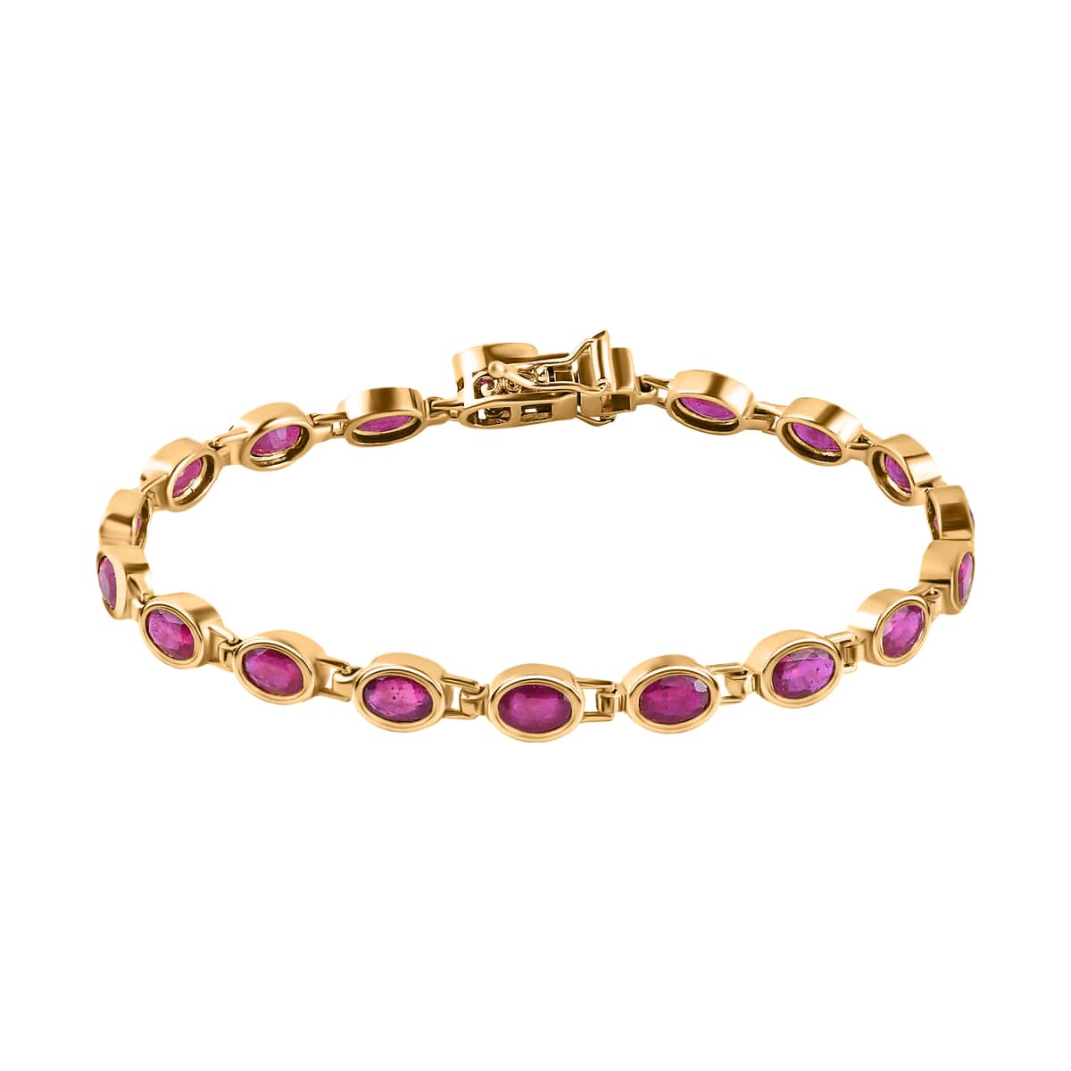 Niassa Ruby Link Bracelet in Vermeil YG Over Sterling Silver, Ruby Bracelet For Women Gifts For Her (7.25 In) 12.25 ctw image number 0