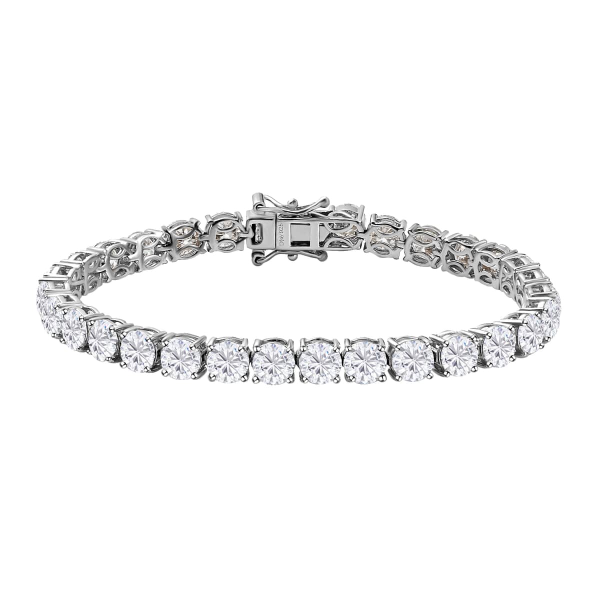100 Facet Moissanite Bracelet in Platinum Over Sterling Silver, Tennis Bracelet, Silver Bracelet, Wedding Gifts (6.50 In) 13.65 ctw image number 0