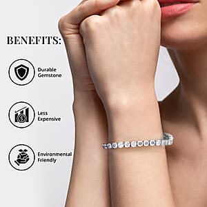 100 Facet Moissanite Bracelet in Platinum Over Sterling Silver, Tennis Bracelet, Silver Bracelet, Wedding Gifts (6.50 In) 13.65 ctw