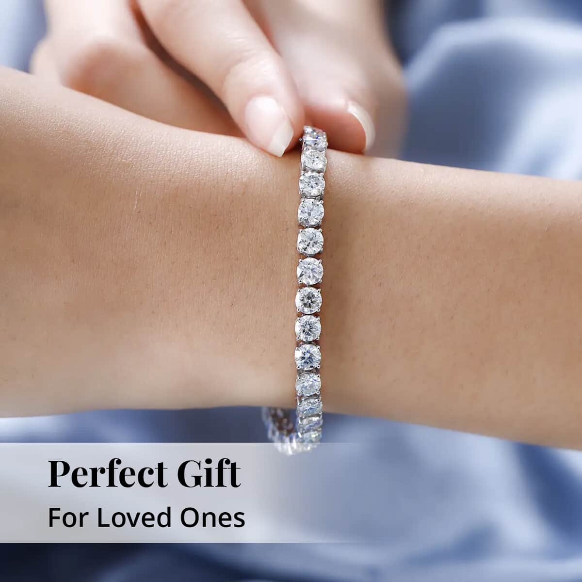 100 Facet Moissanite Tennis Bracelet For Women in Platinum Over Sterling Silver, Birthday Gifts For Her 8.00 Inches 17.00 ctw (8.00 In) image number 5