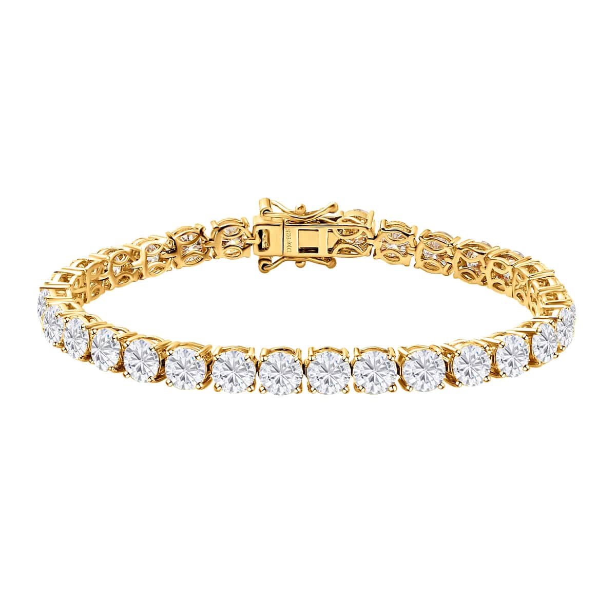 100 Facet Moissanite 13.65 ctw Tennis Bracelet For Women in Vermeil YG Over Sterling Silver, Birthday Gifts For Her 6.50 Inches (6.50 In) image number 0