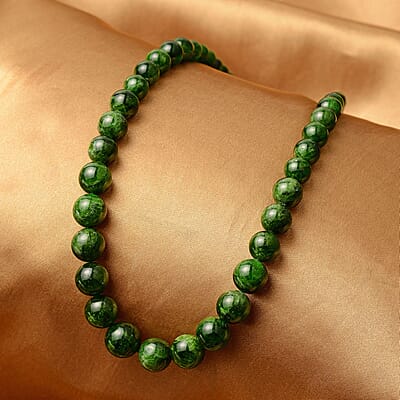 Luxoro 10K Yellow Gold Magnetic Clasp Premium Chrome Diopside Beaded Necklace 18 Inches 326.25 ctw