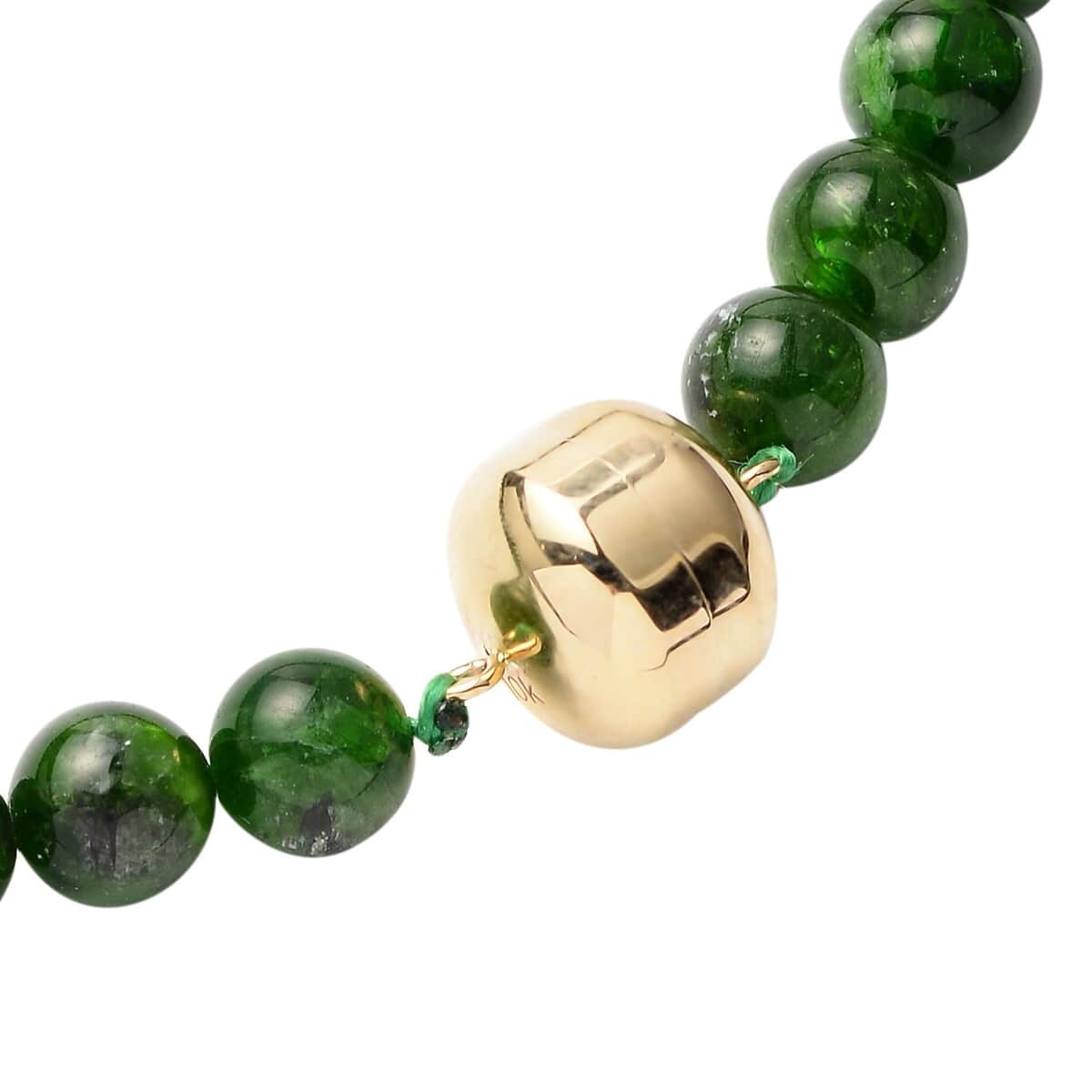 Luxoro 10K Yellow Gold Magnetic Clasp Premium Chrome Diopside Beaded Necklace 18 Inches 326.25 ctw image number 3