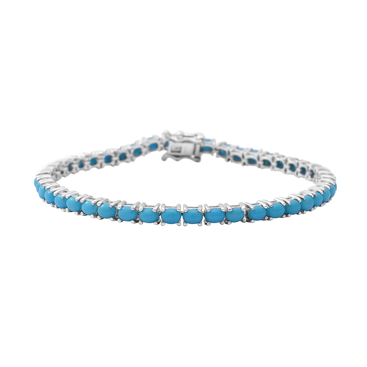 Sleeping Beauty Turquoise 7.04 ctw Bracelet in Platinum Over Sterling Silver (7.50 In)