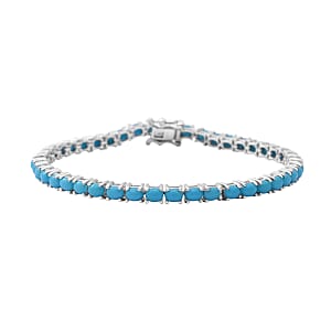 Sleeping Beauty Turquoise 7.04 ctw Bracelet in Platinum Over Sterling Silver (7.50 In)