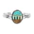 Santa Fe Style Kingman Turquoise and Multi Gemstone Pueblo Homes Open Cuff Bracelet in Sterling Silver (7.00 In) 18.00 ctw image number 0