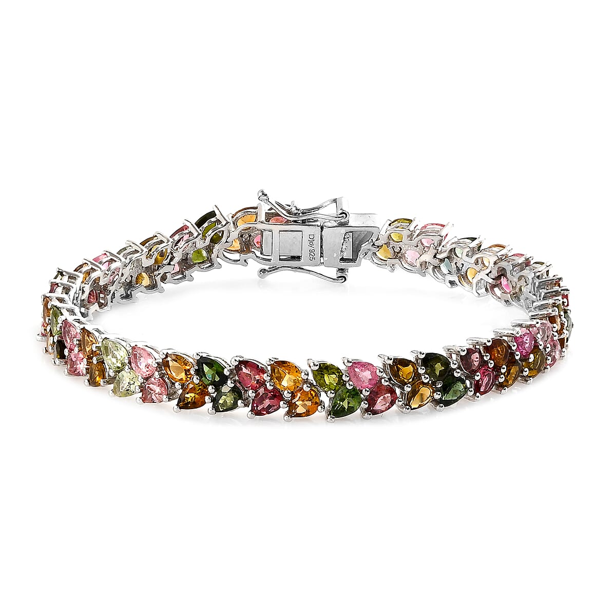 Multi-Tourmaline Linking Bracelet in Platinum Over Sterling Silver (6.50 In) 12 Grams 9.40 ctw image number 0