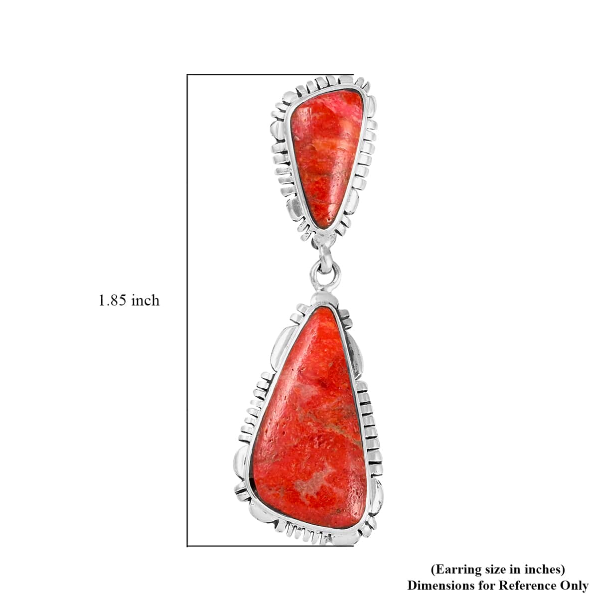 Santa Fe Style Coral Drop Earrings in Sterling Silver image number 4