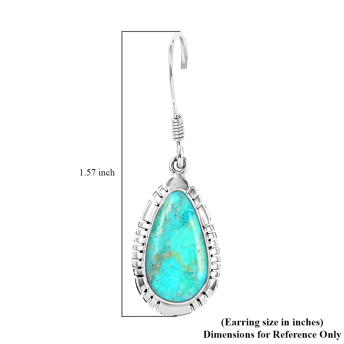 Santa Fe Style Kingman Turquoise Dangle Earrings in Sterling Silver 2.20 ctw