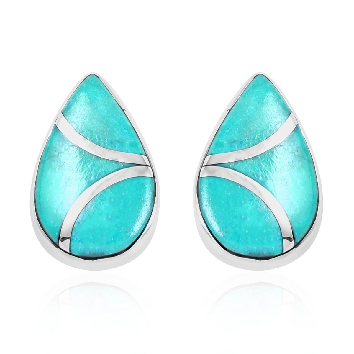 SANTA FE Style Kingman Turquoise Stud Earrings in Sterling Silver image number 0