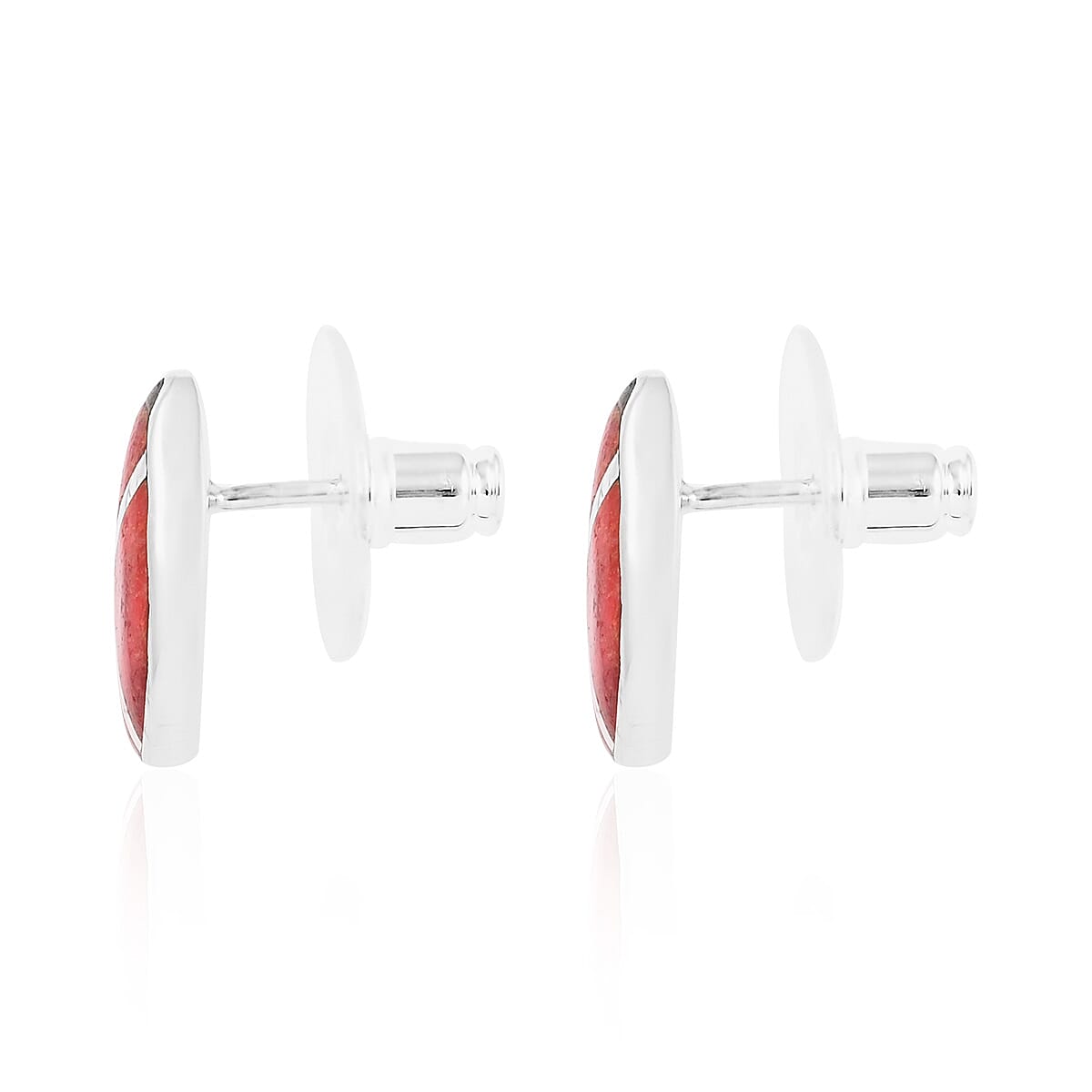 Santa Fe Style Coral Stud Earrings in Sterling Silver image number 3